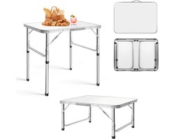 Opvouwbare campingtafel van aluminium, verstelbare hoogte 33‑70cm, draagbare klaptafel voor kamperen, picknick, thuisgebruik, 75x55cm