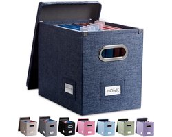 Opvouwbare Decoratieve Linnen Archiefopslag - Hangende Mappen Kantoorkast voor Letterformaat - Marineblauw