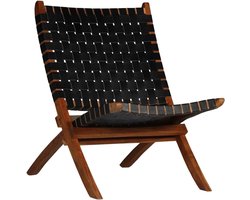 Opvouwbare eetkamerstoel echt leder rustiek design