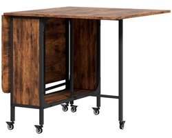 Opvouwbare Eettafel Klaptafel Mobiele Keukentafel 130x80x74cm Rustiek Bruin Voor 6 Personen Met Opbergruimte Wielen Met Rem Ruimtebesparend Spaanplaat Stevig Eettafel Voor Keuken Woonkamer 50kg Belastbaar