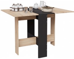 Opvouwbare Eettafel met Wielen – 3-in-1 Uitschuifbare Keukentafel voor Kleine Ruimtes – Multifunctionele Klaptafel voor 2-6 Personen met Opbergruimte en Lade – Ruimtebesparend Ontwerp – Wit Licht Hout – Moderne Tafel voor Eetkamer, Keuken of Woonkame