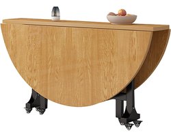 Opvouwbare Eettafel - Ronde Tafel Roltafel - Ruimte Besparen - Versterkte Stalen Standaard - 100 cm Diameter - Wit