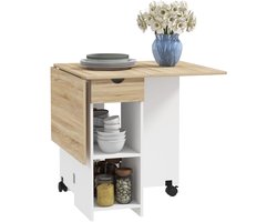 Opvouwbare eettafel, uitschuifbare keukentafel voor 2 tot 4 personen met 2 uitklapbare bladen, voor kleine ruimtes, rechthoekig, modern ontwerp, eikenhout