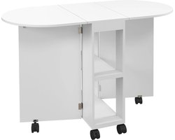 Opvouwbare Eettafel – Uitschuifbare Tafel – Compacte Tafel – Ruimtebesparende Tafel – Wieltjes Met Rem – Melamine Afwerking