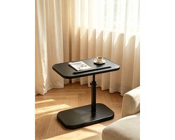 Opvouwbare en in hoogte verstelbare bijzettafel voor naast de bank het bed of de woonkamer zwart met zwart frame 30*40cm
