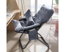 Opvouwbare Fauteuil - Draagbare Leesstoel - Ontspannen Binnen Buiten - Verstelbare Rugleuning - Tot 145 kg - Grijs