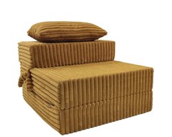 Opvouwbare fauteuilmatras 2-in-1 - 200 x 70 x 15 cm - Corduroy - Slaapstoel en vloermatras, honing