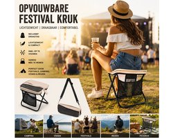 Opvouwbare Festival Kruk – Draagbare Camping Stoel met Draagtas – Lichtgewicht Vouwstoel voor Festivals, Camping & Reizen