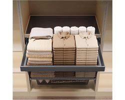 Opvouwbare Garderobekast - Lade Organizer - Kleding Opbergen - Uittrekbaar Ontwerp - 764mm - Zilverkleurig