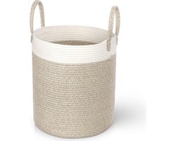 Opvouwbare Gevlochten Wasmand met Handgrepen - Wasverzamelaar voor Baby en Kinderen - Kaki