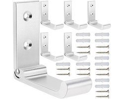 Opvouwbare haak - Opvouwbare kledinghaak - Wandhaak - Voor het ophangen van jassen, handdoeken, sleutels, tassen - Aluminiumlegering - Kledinghaak voor wandmontage - Zilver - Bevat 12 g sterke lijm en 24 schroeven en ankers - 6 stuks