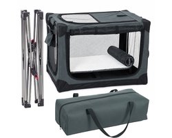 Opvouwbare hondenbench - transportbox voor honden met uitneembaar en wasbaar kussen - hoes van Oxford - stof - voor honden tot 20 kg - legergroen