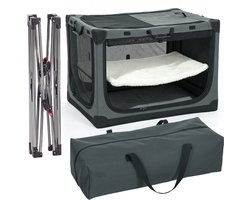 Opvouwbare hondenbench - transportbox voor honden met uitneembaar en wasbaar kussen - hoes van Oxford - stof - voor honden tot 30 kg - legergroen