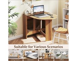 Opvouwbare houten eettafel voor 4 tot 7 personen - Functioneel, ovaal, klein en ruimtebesparend - 163 x 80 x 75 cm