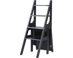 Opvouwbare Houten Trapstoel - Draagbare Multifunctionele Ladder voor Thuis, Kantoor en Bibliotheek