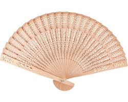 Opvouwbare Houten Waaier - Sandelhout Waaier - Bruiloft Decoratie - Licht Geurend Design - 35 cm Breed - Houtkleur