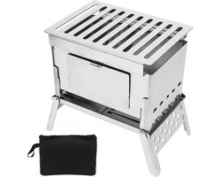 Opvouwbare Houtkachel - Draagbare BBQ Oven - Buiten Koken - Afneembaar Kaartontwerp - 22 x 16 x 5 cm - Zilver