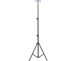 Opvouwbare Infuusstandaard met 4 Haken - Metalen IV-standaard - Vloerstandaard 25ft - 69ft in Hoogte Verstelbaar - Draagbare IV-standaard voor Thuiszorg Klinieken met Bonus (BLACK) .
