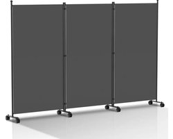 Opvouwbare kamerscherm met wieltjes – vrijstaande 3-delige ruimteverdeler voor kantoor, balkon en interieur (263×181 cm)