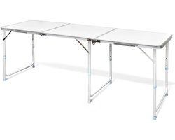 Opvouwbare kampeertafel 180*60cm - Verstelbare hoogte Kleine draagbare kampeertafels - Aluminium eettafel voor buiten, kamp, ​​tuin, picknick, BBQ, dineren, koken - Ondersteunt tot 30 - 50 kg