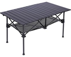 Opvouwbare Kampeertafel Aluminium - In Hoogte Verstelbaar met Roltafelblad en Opbergnet