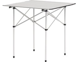 Opvouwbare kampeertafel, draagbare oprolbare aluminium bijzettafel, lichtgewicht en compact met draagtas, ideaal voor buiten koken, tailgating, barbecueën, picknicken, reizen, zilverkleurig