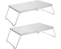 Opvouwbare Kampeertafel - Kleine Ontbijttafel Laptoptafel - Buiten Eten Studeren - Hittebestendig Tafelblad - 38x21x12 CM - Zilver
