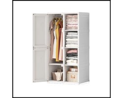 Opvouwbare kast Style B - Witte deur - Slaapkamerkast - Kledingkast - Multifunctionele opbergkast - Hangrail inbegrepen - Stofdicht - Magnetische sluiting - Eenvoudig te openen - Compact en ruimtebesparend - Duurzaam PP materiaal