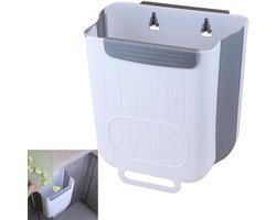 Opvouwbare Keukenemmer - Hangende Prullenbak - Ruimtebesparend Afvalbeheer - Opvouwbaar Dikker Rubber - 6 Liter Capaciteit - Wit