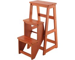 Opvouwbare Keukentrap - Trapladder Kruk - Hoge Kasten Bereiken - Stevig Karton Materiaal - 36x58x77cm - Geel