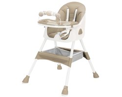 Opvouwbare Kinderstoel Baby & Peuter – Unisex – Taupe Kunststof – 98x60x73 cm – Met Antislipkussen & Speelgoedrek – Vanaf 6 Maanden – Verstelbaar & Gemakkelijk Schoon Te Maken – Model E500