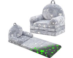 Opvouwbare Kinderstoel Ligstoel voor Peuters 1-3 Jaar - Schattige Slaapbank Fauteuil voor Speelkamer Slaapkamer - Maan Sterren kinderzetel