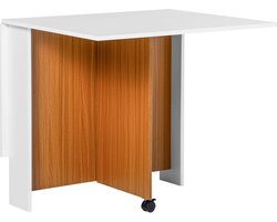 Opvouwbare Klaptafel Mobiele Eettafel 120x80x73cm Wit Met Wielen Ruimtebesparend Keukentafel Met Uitklapbaar Werkblad Multifunctionele Beistelltisch Voor Keuken Eetkamer Plywood Moderne Eettafel Lichtgewicht 20kg Belastbaar