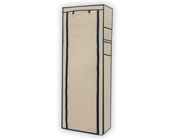 Opvouwbare Kledingkast met 9 Vakken en Ritssluiting - Cream Beige Garderobe en Schoenenrek