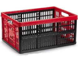Opvouwbare krat/inklapbare boodschappen kist - zwart/rood - 48 x 35 x 24 cm - klapkratten - 32 liter