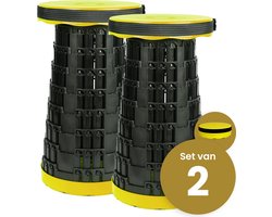 Opvouwbare kruk extra strong geel per 2 - telescopische kruk - 250 kg - inklapbare kruk - draagbaar - kampeerstoel - opstapkrukje