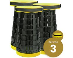Opvouwbare kruk extra strong geel per 3 - telescopische kruk - 250 kg - inklapbare kruk - draagbaar - kampeerstoel - opstapkrukje