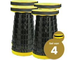 Opvouwbare kruk extra strong geel per 4 - telescopische kruk - 250 kg - inklapbare kruk - draagbaar - kampeerstoel - opstapkrukje