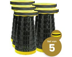 Opvouwbare kruk extra strong geel per 5 - telescopische kruk - 250 kg - inklapbare kruk - draagbaar - kampeerstoel - opstapkrukje