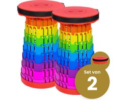 Opvouwbare kruk extra strong regenboog per 2 - telescopische kruk - 250 kg - inklapbare kruk - draagbaar - kampeerstoel - opstapkrukje