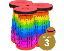 Opvouwbare kruk extra strong regenboog per 3 - telescopische kruk - 250 kg - inklapbare kruk - draagbaar - kampeerstoel - opstapkrukje