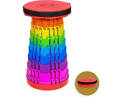 Opvouwbare kruk extra strong regenboog - telescopische kruk - 250 kg - inklapbare kruk - draagbaar - kampeerstoel - opstapkrukje