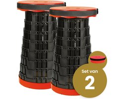 Opvouwbare kruk extra strong rood per 2 - telescopische kruk - 250 kg - inklapbare kruk - draagbaar - kampeerstoel - opstapkrukje