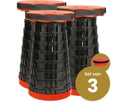 Opvouwbare kruk extra strong rood per 3 - telescopische kruk - 250 kg - inklapbare kruk - draagbaar - kampeerstoel - opstapkrukje