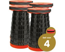 Opvouwbare kruk extra strong rood per 4 - telescopische kruk - 250 kg - inklapbare kruk - draagbaar - kampeerstoel - opstapkrukje