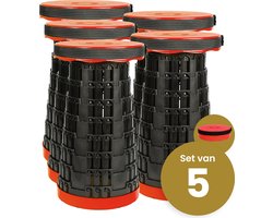 Opvouwbare kruk extra strong rood per 5 - telescopische kruk - 250 kg - inklapbare kruk - draagbaar - kampeerstoel - opstapkrukje