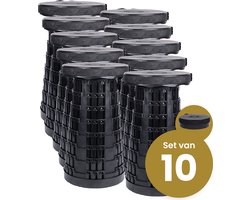 Opvouwbare kruk extra strong zwart per 10 - telescopische kruk - 250 kg - inklapbare kruk - draagbaar - kampeerstoel - opstapkrukje