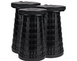 Opvouwbare kruk extra strong zwart per 3 - telescopische kruk - 250 kg - inklapbare kruk - draagbaar - kampeerstoel - opstapkrukje