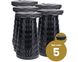 Opvouwbare kruk extra strong zwart per 5 - telescopische kruk - 250 kg - inklapbare kruk - draagbaar - kampeerstoel - opstapkrukje