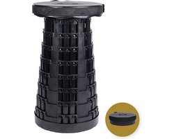 Opvouwbare kruk extra strong - zwart - telescopische kruk - 250 kg - inklapbare kruk - draagbaar - kampeerstoel - opstapkrukje